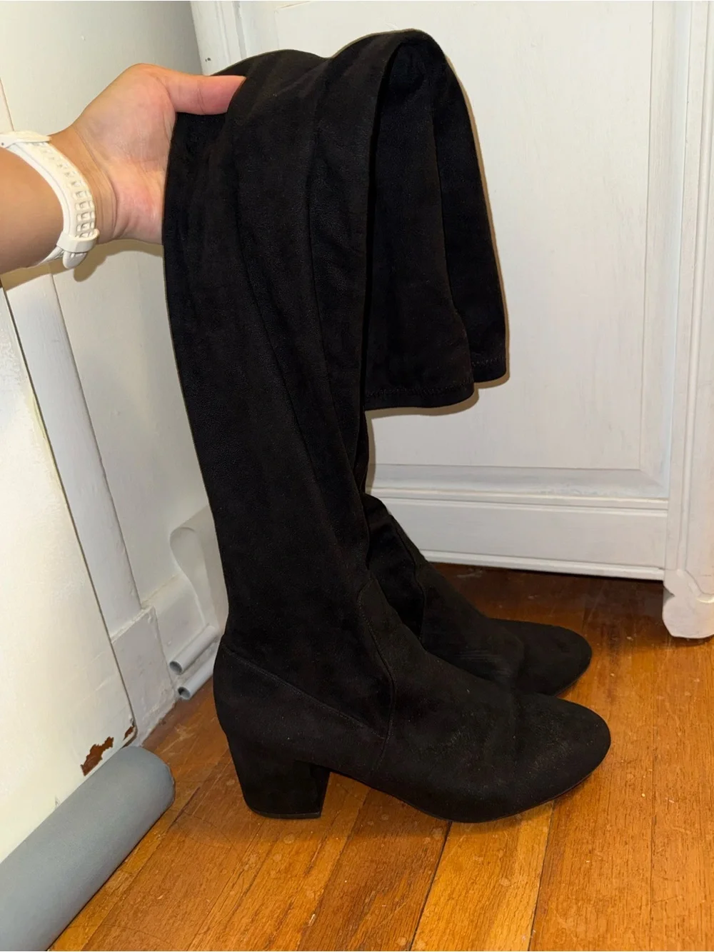 Steve Madden Isaac Black Suede Over the Knee Boots
